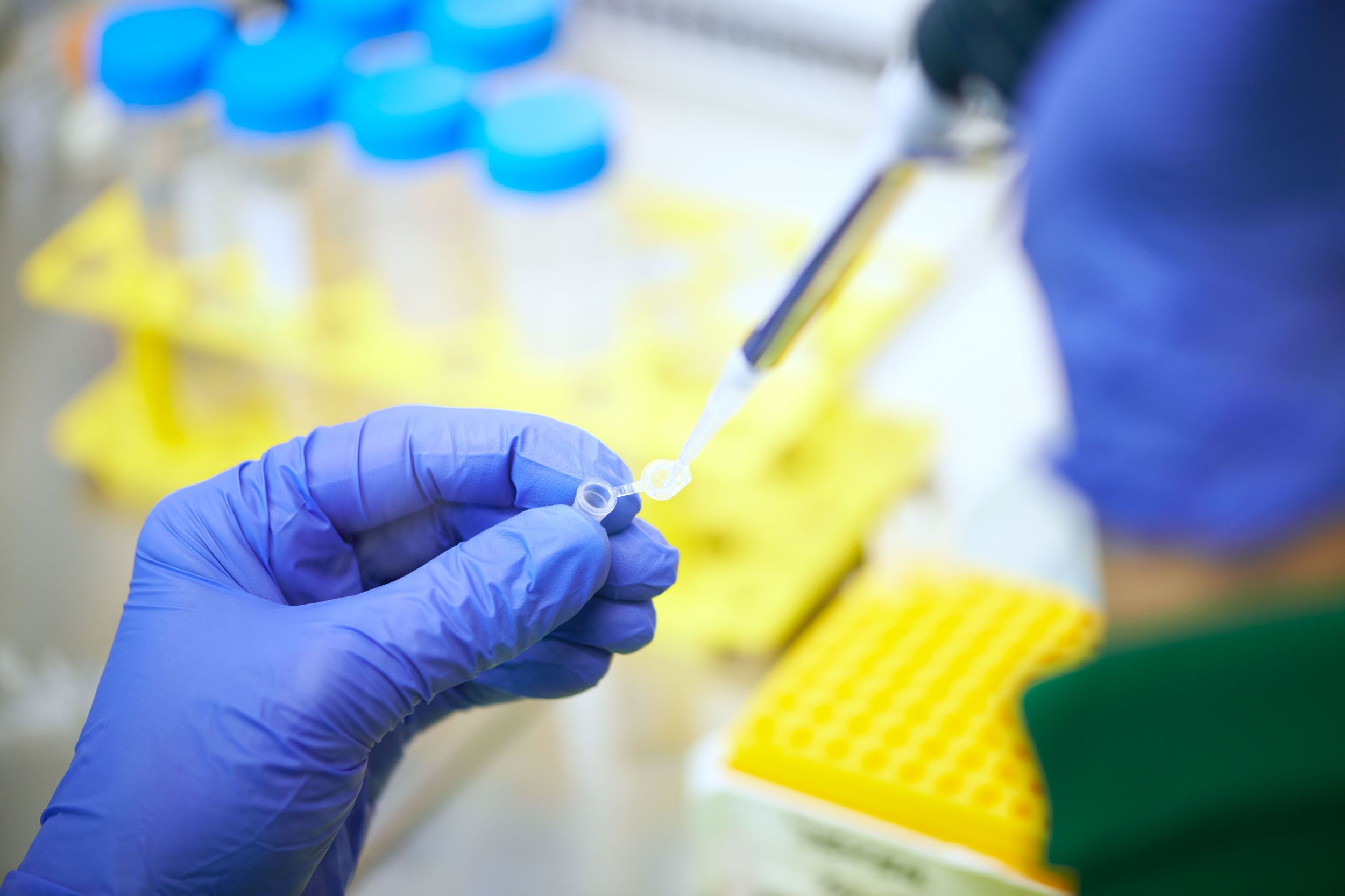Forschende am pipettieren