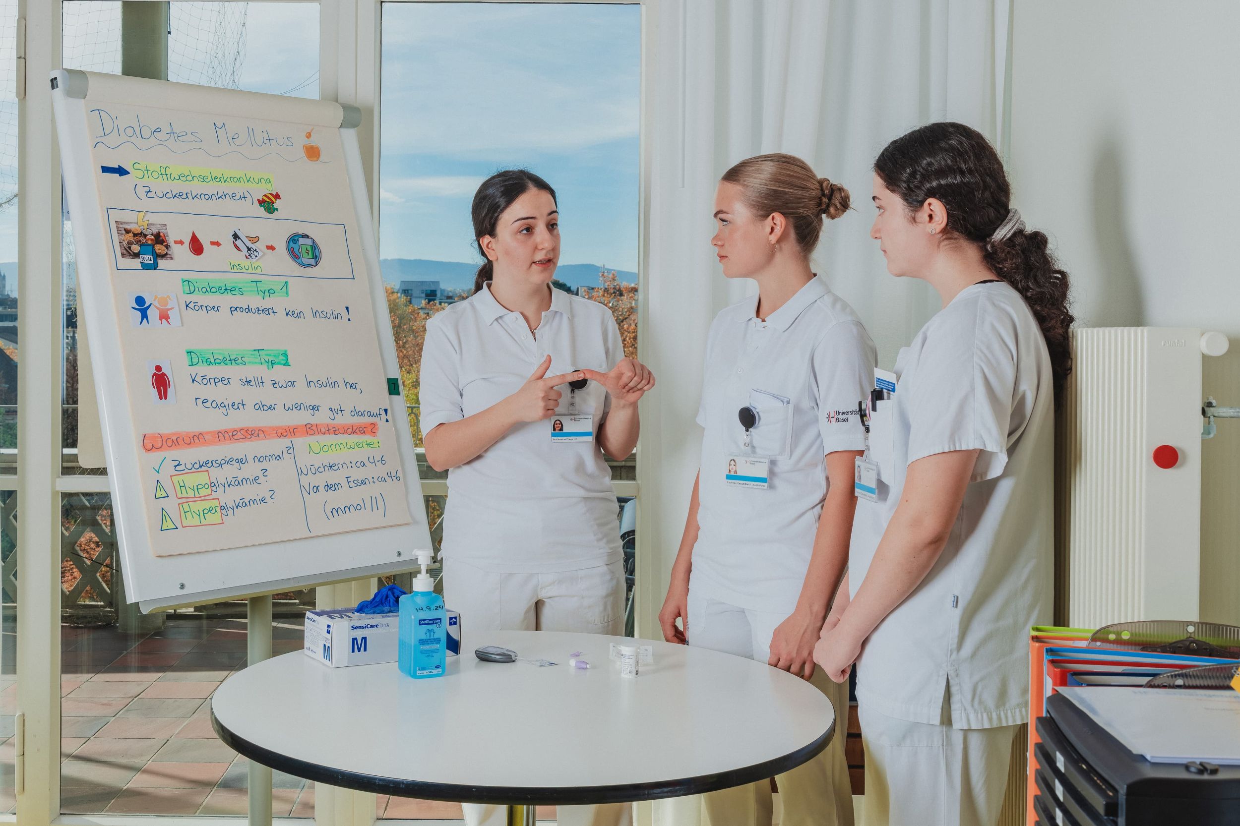 Infirmières et infirmiers au huddleboard