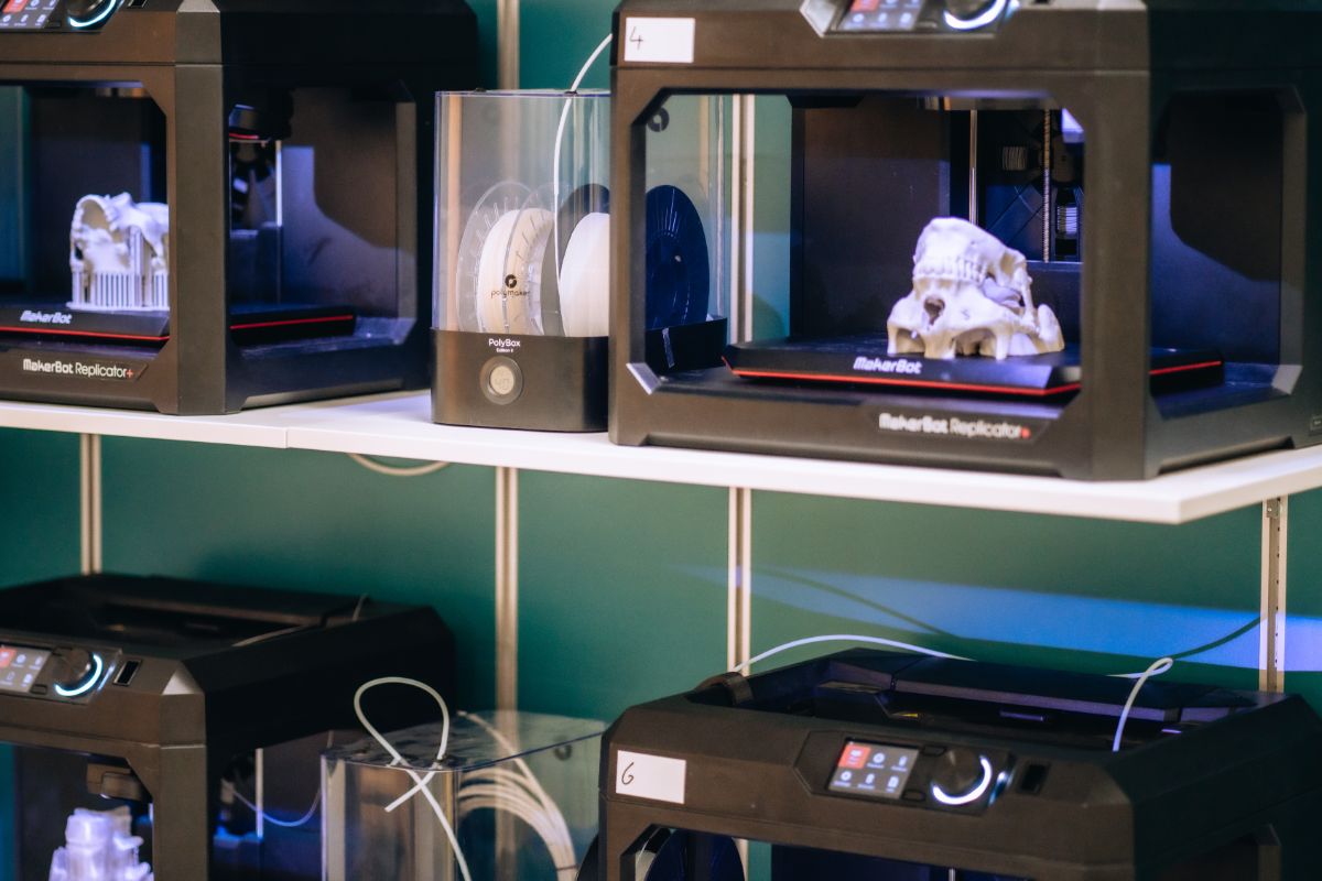 Anatomisches Schädelmodelle werden in 3D-Druckern gedruckt.