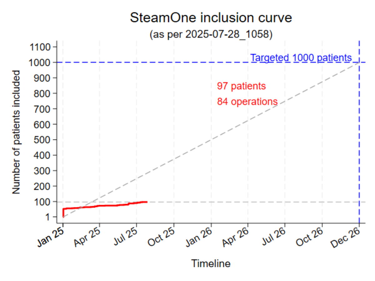 Darstellung der Patientenrekrutierung in der SteamOne Studie