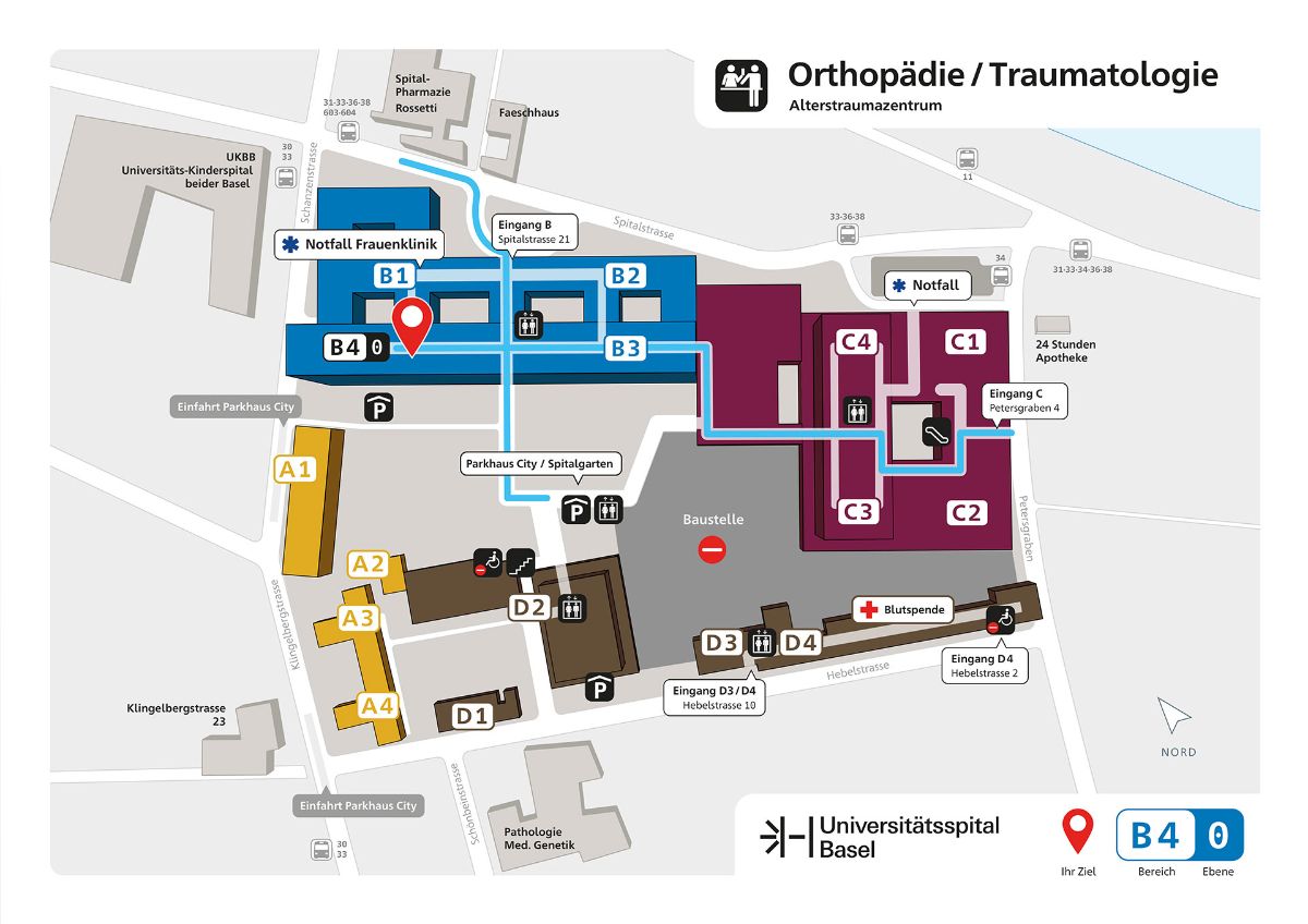 Lageplan des Alterstraumazentrums am USB