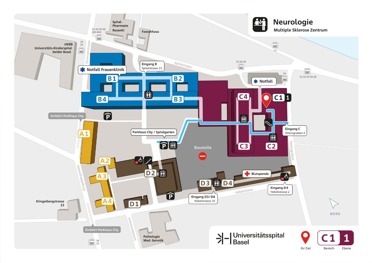 Karte mit Beschreibung zum MS Zentrum