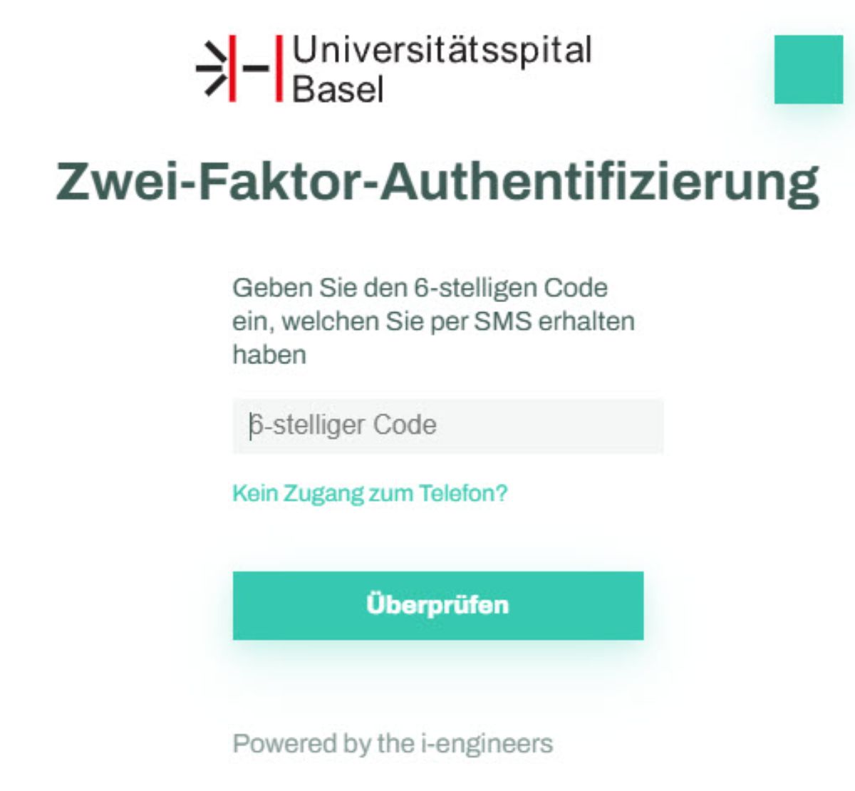 Screenshot Zwei Faktor Authentifizierung Zuweiserportal