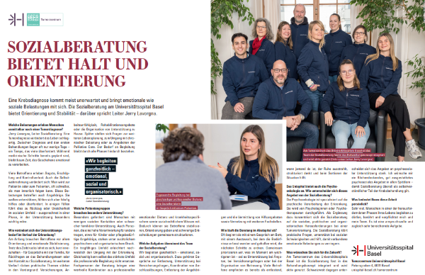 Eine Krebsdiagnose kommt meist unerwartet und bringt emotionale wie  soziale Belastungen mit sich. Die Sozialberatung am Universitätsspital Basel  bietet Orientierung und Stabilität – darüber spricht Leiter Jerry Lavorgna.