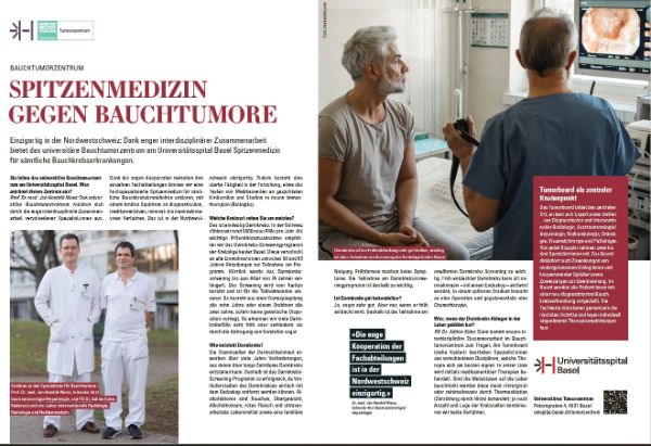 Einzigartig in der Nordwestschweiz: Dank enger interdisziplinärer Zusammenarbeit bietet das universitäre Bauchtumorzentrum am Universitätsspital Basel Spitzenmedizin für sämtliche Bauchkrebserkrankungen.